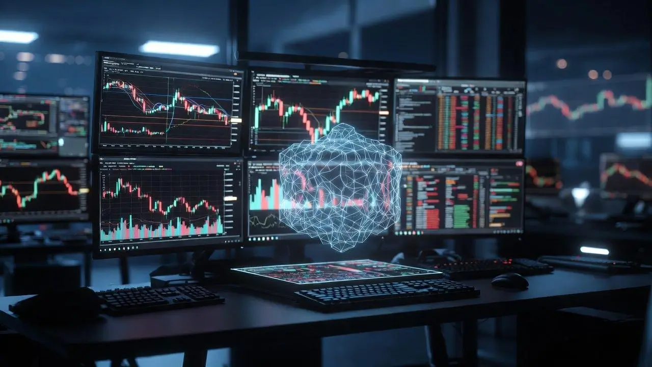 Professional Trading Monitor Setup with Charts